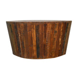 Recycled Wood Rustic Natural finish Handmade Wooden Round Tapered Sides Coffee Table