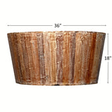 Rustic Reclaimed Solid Wood Handmade 36" Round Tapered Sides Barrel Coffee Table For Living Room