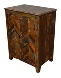 Recycled Wood Rustic Natural finish Handmade Wooden Storage Night Stand Bedside Table with Cabinet