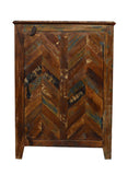 Recycled Wood Rustic Natural finish Handmade Wooden Storage Night Stand Bedside Table with Cabinet