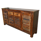 Recycled Wood Rustic Natural   Handmade Wooden Iron Grill Buffet  Sideboard  with Drawers louvers Cabinet