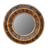 Recycled Wood Rustic Natural  Handmade Wooden 36"Round Mirror Wall Decor
