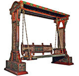Indian Traditional  Jhoola Swing Wooden Painted 3 Seater