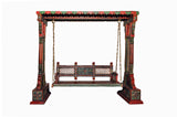 Indian Traditional  Jhoola Swing Wooden Painted 3 Seater