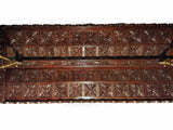 Brown Swing Indian Jhula Wooden Carved Peacock Elephant Design