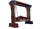 Indian Traditional  Jhoola Swing Wooden Painted Brown 3 Seater