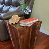 Rustic Reclaimed cone shaped 18 inch Square Side table | Accent Table | End Table