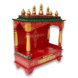 Beautiful Wooden Painted Home Puja Mandir Hindu Temple Mandapam Altar