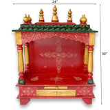 Beautiful Wooden Painted Home Puja Mandir Hindu Temple Mandapam Altar