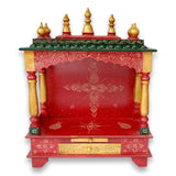 Beautiful Wooden Painted Home Puja Mandir Hindu Temple Mandapam Altar