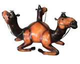Handmade Safari Theme Leather Covered Handmade Paper Mache Dessert Camel Coffee Table