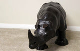 Handmade Paper Mache Big Rhino Leather Figurine
