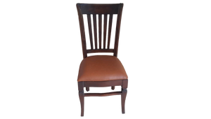 Hand Carved Teak Wood Leather Dining Chairs - Set of 6