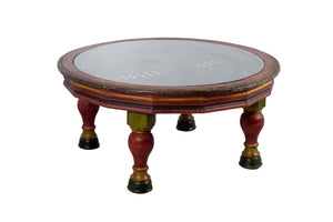 Handmade Round coffee table with Hand riveted iron grill top