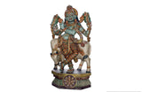 Hindu God Krishna with Cow Wooden Hand Painted Big Statue