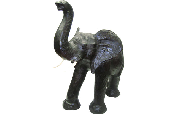 Hand Made Paper Mache Leather African Elephant 34 Inch Tall