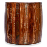 Rustic Reclaimed round drum barrel 18 inch Side table | Accent Table | End Table