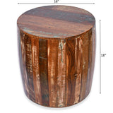 Rustic Reclaimed round drum barrel 18 inch Side table | Accent Table | End Table