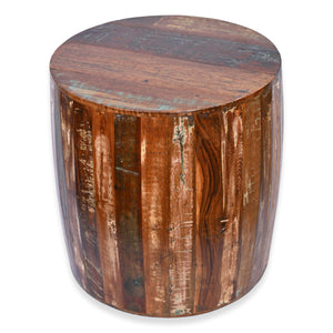 Rustic Reclaimed round drum barrel 18 inch Side table | Accent Table | End Table