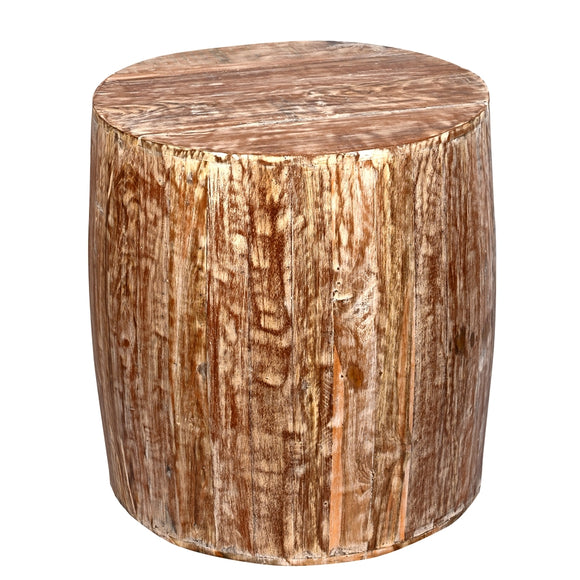 Distressed Reclaimed round drum barrel 18 inch Side table | Accent Table | End Table