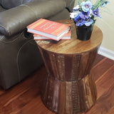 Reclaimed Round Hourglass Shaped 18 inch Side table | Accent Table | End Table