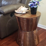 Reclaimed Round Hourglass Shaped 18 inch Side table | Accent Table | End Table