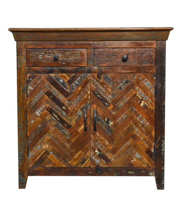 Recycled Wood Rustic Natural Handmade Wooden Accent Side Table Buffet