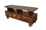 Recycled Wood Rustic Distressed  Handmade Wooden TV Stand Plasma Cabinet Entertainment Center with Caster Wheels