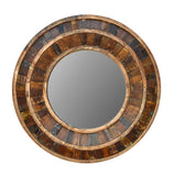 Recycled Wood Rustic Natural  Handmade Wooden 36"Round Mirror Wall Decor 