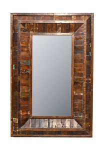 Recycled Wood Rustic Natural  Handmade Wooden 36" Rectangle Mirror Wall Decor 