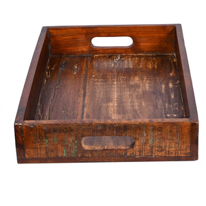 Solid Wood Reclaimed 18 Inch Farmhouse Decorative Tray