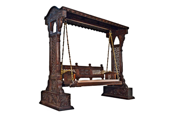 Jaisalmer Jharokha Design Wooden Carved Royal Swing Set / Indoor Jhula