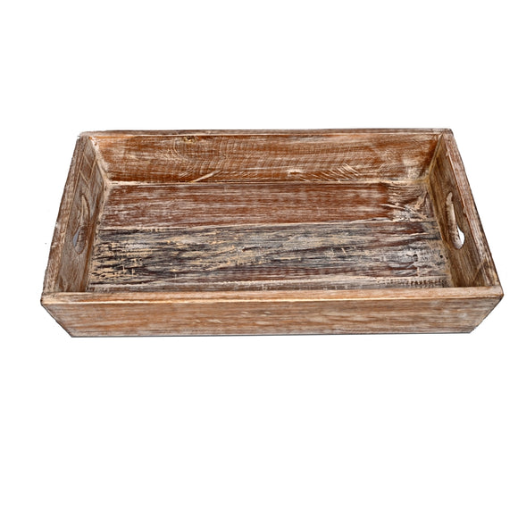 Solid Wood Reclaimed Rustic 18 Inch Farmhouse Tray Distressed
