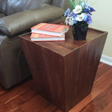 Reclaimed cone shaped 18 inch Square Side table | Accent Table | End Table