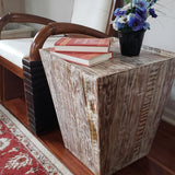 Distressed Reclaimed cone shaped 18 inch Square Side table | Accent Table | End Table