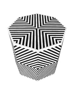 Handmade Wooden Carved Bone Inlaid Unique Eight Corner Stool Side Table