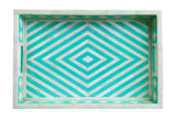Handmade Wooden Carved Bone Inlaid Boho Chic Decorative Serving Tray