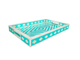 Handmade Wooden Carved Bone Inlaid Boho Chic Decorative Serving Tray