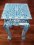 Floral Bone Inlay French Style 12 Inch Round Accent Table / End Table For Living Room