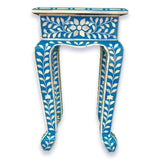 Floral Bone Inlay French Style 12 Inch Round Accent Table / End Table For Living Room