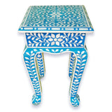 Floral Bone Inlay French Style 12 Inch Round Accent Table / End Table For Living Room