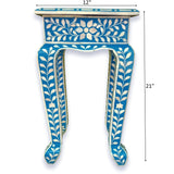 Floral Bone Inlay French Style 12 Inch Round Accent Table / End Table For Living Room