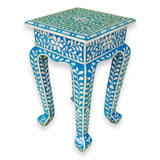 Floral Bone Inlay French Style 12 Inch Round Accent Table / End Table For Living Room