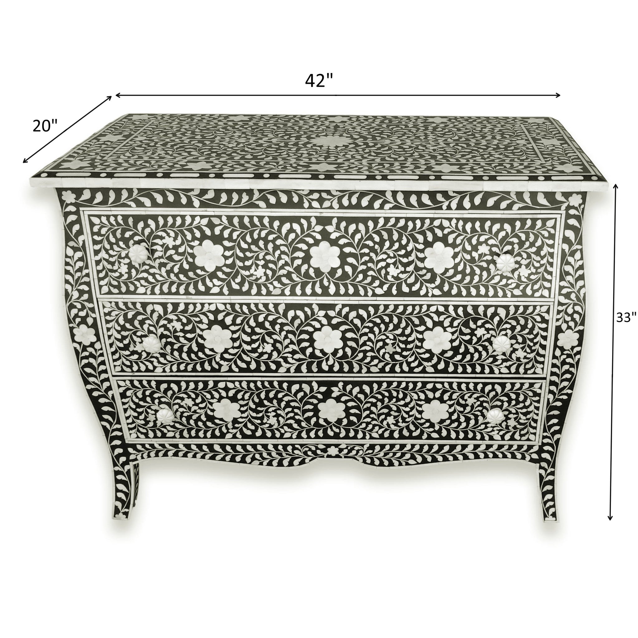 Curved French Provincial Style Bone Inlay Dresser Chest Of Drawers In   Favors Handicraft