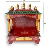Beautiful Wooden Painted Home Puja Mandir Hindu Temple Mandapam Altar