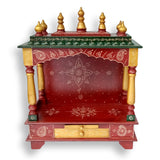 Beautiful Wooden Painted Home Puja Mandir Hindu Temple Mandapam Altar