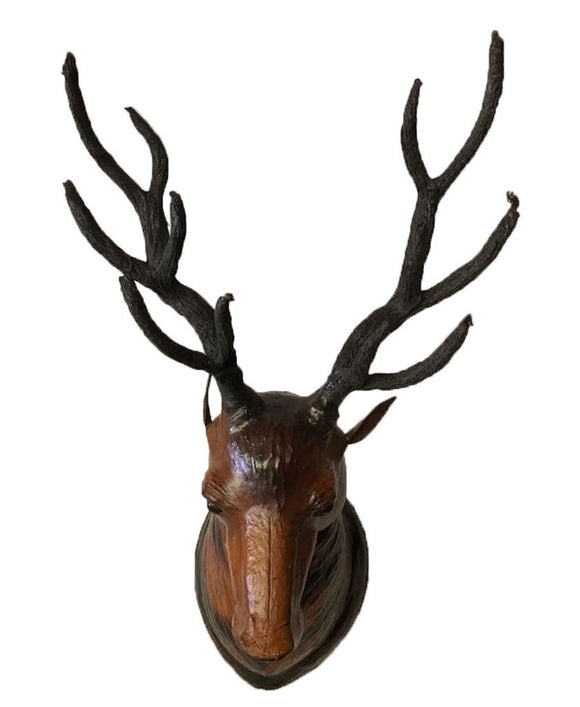 Leather Wall Décor papier Mache Deer Head Statue Handmade