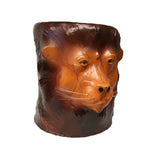 Handmade Safari Theme Wild Lion Embossed Handmade Papier Mache Stool End Table