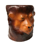 Handmade Safari Theme Wild Lion Embossed Handmade Papier Mache Stool End Table