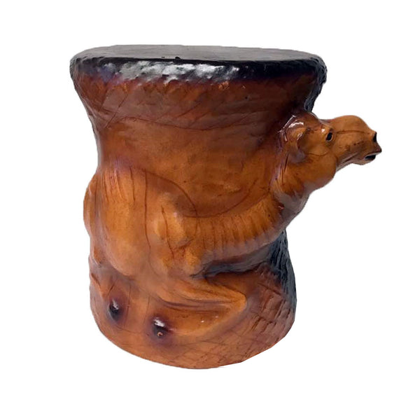Handmade Safari Theme Middle Eastern Camel Embossed Handmade Papier Mache Stool End Table